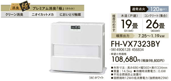 コロナ ファンヒーター FH-VX7323BY-W【ほぼ未使用品】【おまけ付き】